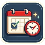A calendar with a checkmark beside a clock