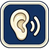 An ear with sound waves