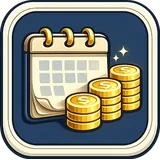 A calendar beside stacks of gold coins